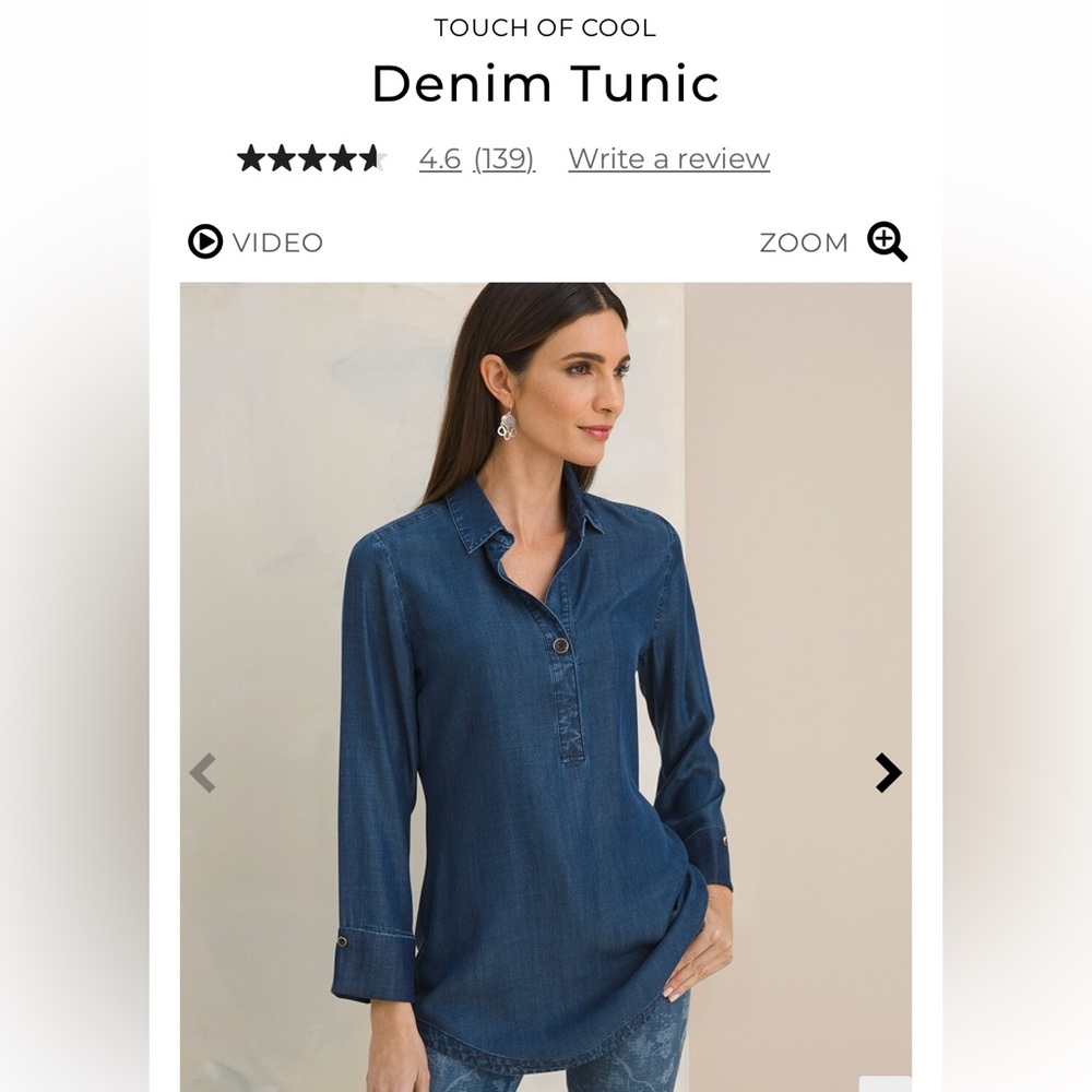 Chico’s TOUCH OF COOL
Denim Tunic size 2